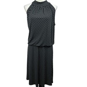 Veronica M Classic Polka Dot‎ Maxi Dress Halter Neck Sleeveless Casual Black L